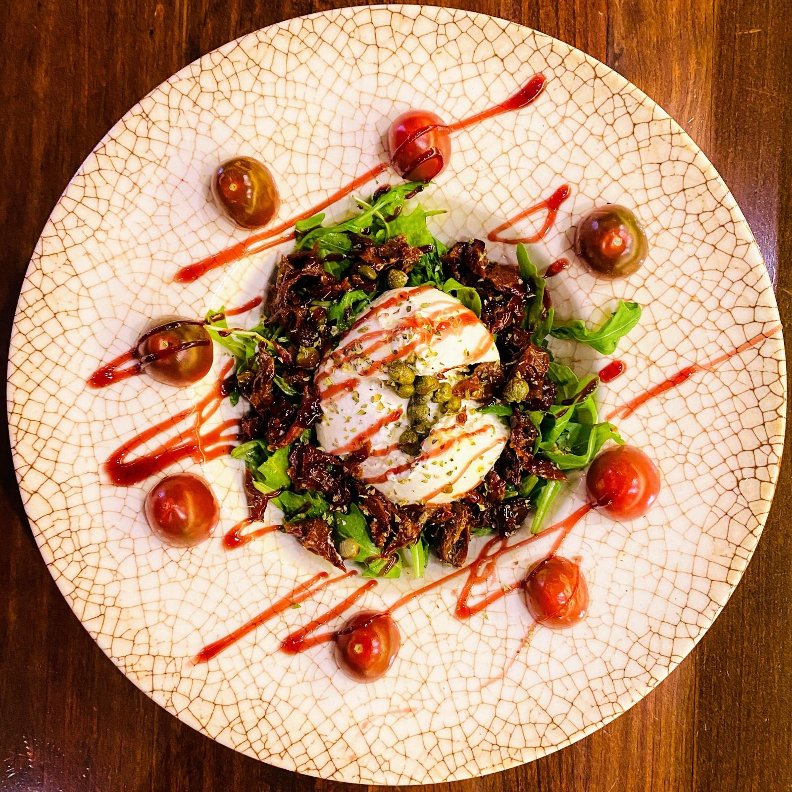 burrata con tomates secos
