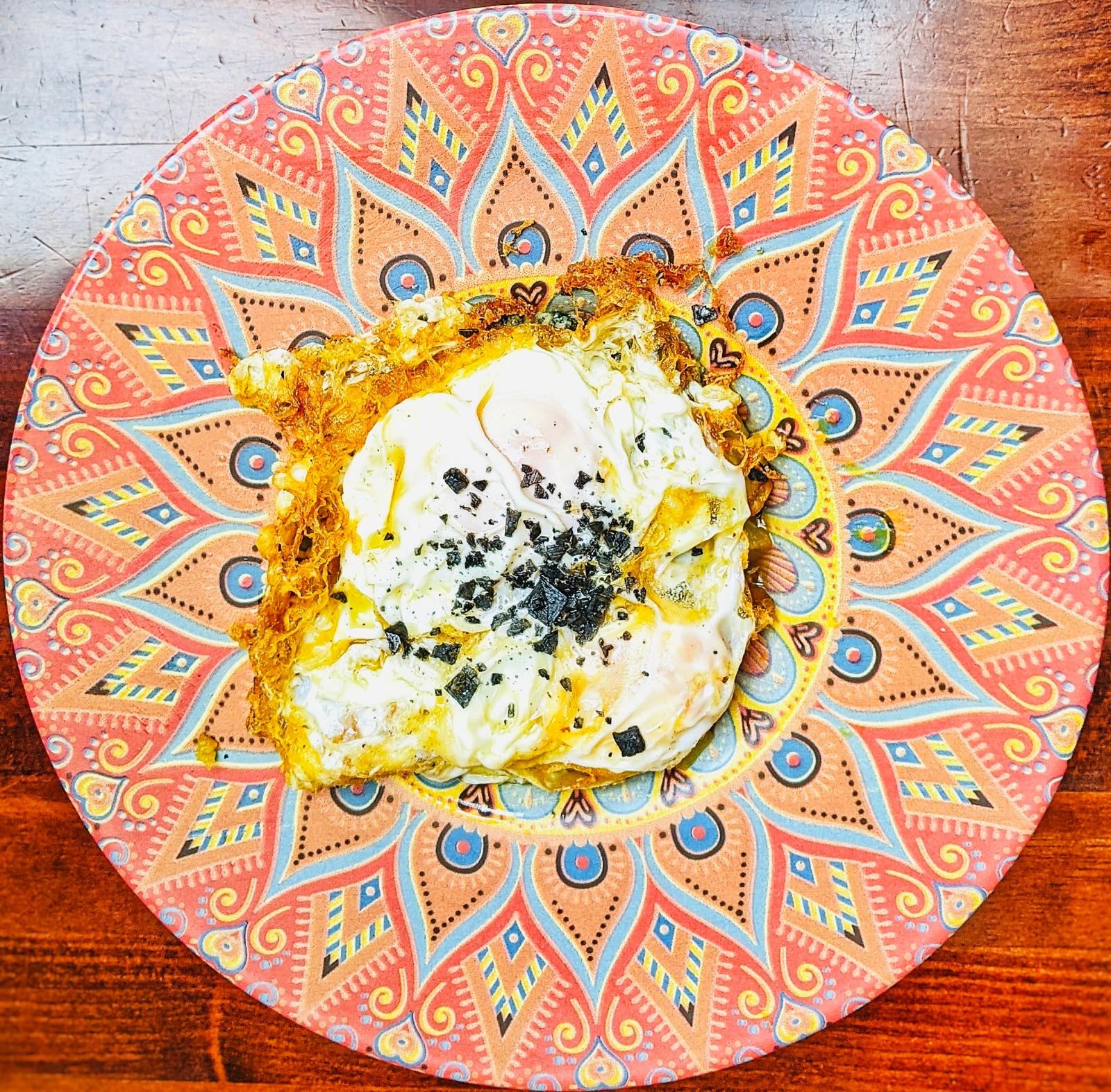 huevos rotos ( cabrales y miel )